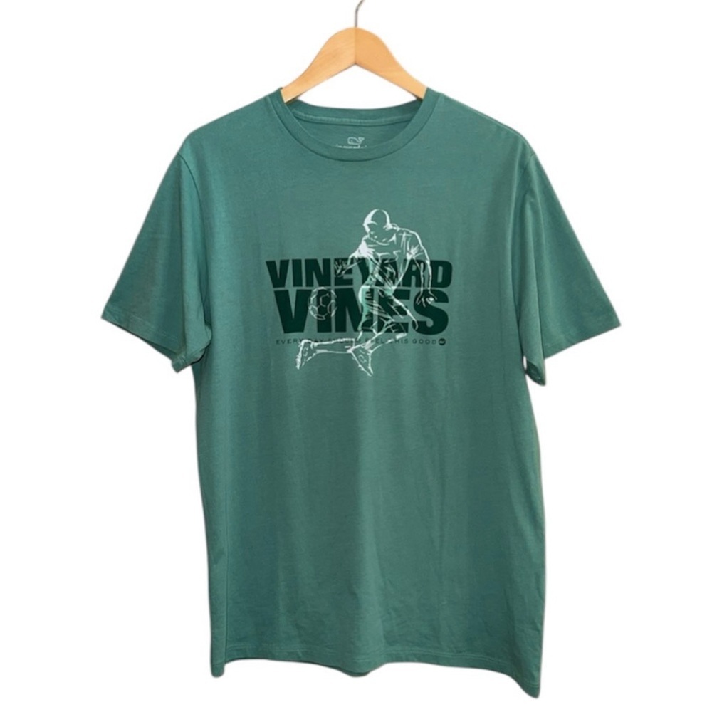 VINEYARD VINES Soccer Graphic Tee Shirt Green White Short Sleeve Cotton Men's M - Picture 12 of 12